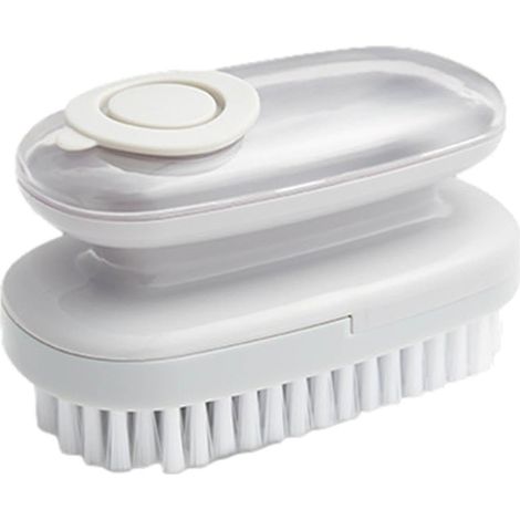 Brosse de nettoyage domestique, brosse à récurer durable avec poignée ergonomique, chiffon de nettoyage des chaussures avec distributeur de savon, flexible pour cuisine et salle de bain (1/4)