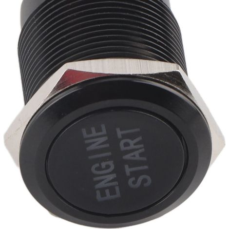 Interrupteur de démarrage moteur voiture 12V étanche, bouton poussoir ignition, alliage aluminium noir, démarreur auto, contacteur anti-poussière (1/5)