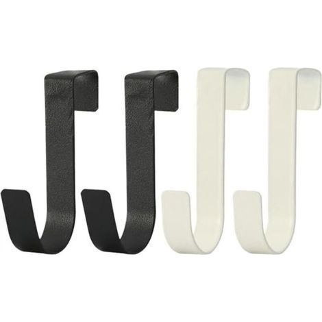 Crochets porte-serviettes de salle de bain, barres porte-serviettes en acier inoxydable pour cabines de douche en verre épais sans cadre, 4 pièces, noir et blanc, S (1/4)