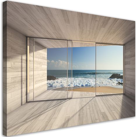 Quadro su tela, Vista mare dalla finestra - 100x70 (1/4)