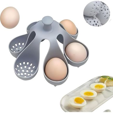 Küchenaccessoires – Silikon-Eierset – Für 6 Eier – Mikrowellen- und spülmaschinengeeignet – Aufbewahrungsgestell (1/5)