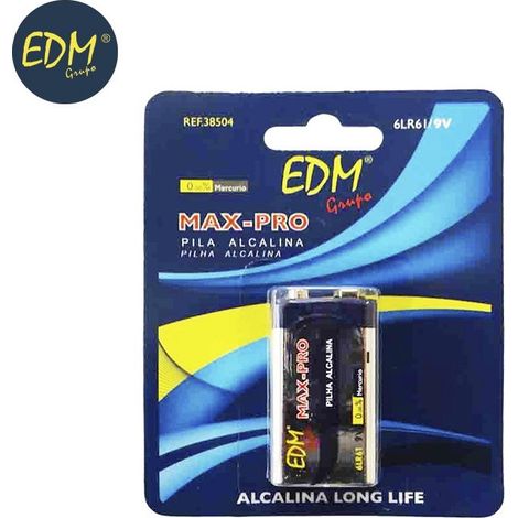 EDM-Alkalibatterie mit langer Lebensdauer, 6LR61 – 9 V, Blisterpackung, 1 Einheit, 26,5 x 17,5 x 48,5 mm