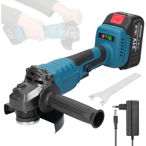 Cordless Angle Grinder - 1 x 1300 mAh Battery, 125 mm Brushless Angle Grinder with Cutting Wheels, 21V Angle Grinder, Flap Sander for Cutting and Sanding (1/5)