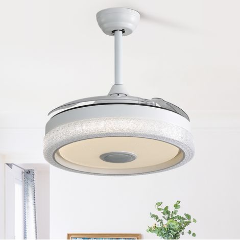 Ventilatore da soffitto con luce LED RGB 42'' bianco OKMYHOME (1/5)