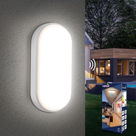 Lampe Detecteur de Mouvement Interieur, 18W 1800LM Plafonnier LED Ovale, 4000K Applique Murale Intérieure, IP54 Plafonnier Salle de Bain, Lampe Exterieur pour Garage Couloir Cave Jardin Balcon (1/5)