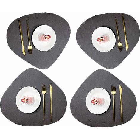 Set De Tapis De Table Et Sous-Verres En Cuir - Lavable Double Face Antidérapant - Pour Salle À Manger - Lot De 4 (1/5)