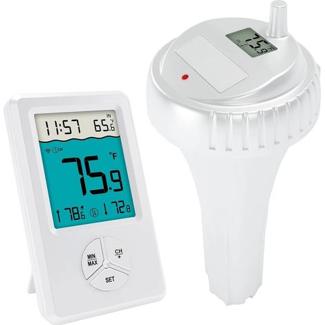 Thermomètre à Eau Thermomètre De Piscine Sans Fil, Écran LCD Numérique, -40 °C À 60 °C, Étanche IPX8, For Piscine Froide, Spa, (1/4)