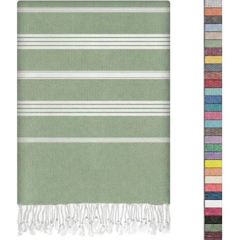 BelleRise - Türkisches Strandtuch - 96,5 x 177,8 cm (38 x 70 Zoll) Extra groß - Vorgewaschen, leicht, schnelltrocknend (Apfelgrün) (1/5)