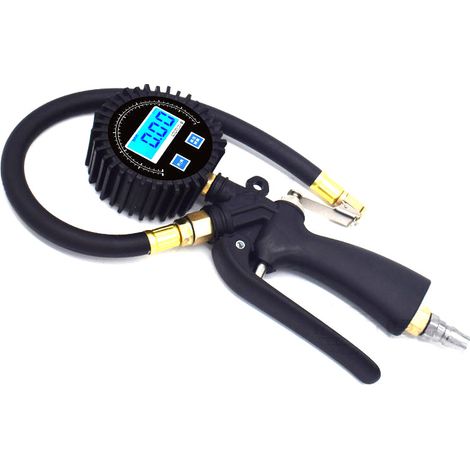 Manomètre électronique intégré à grand écran avec affichage numérique, manomètre de pression des pneus, pistolet à air comprimé, manomètre, mesure du dégonflage et de la pression