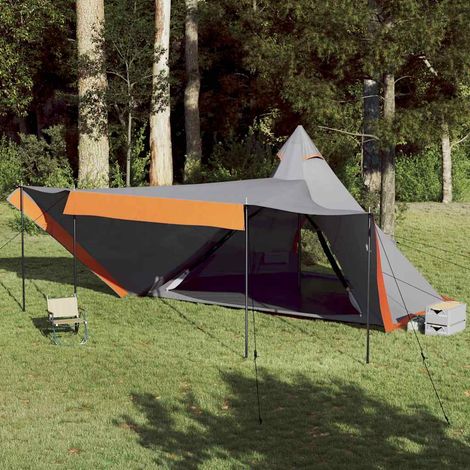 vidaXL Tienda familiar tipi para 8 personas impermeable gris naranja (1/5)