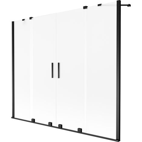 Mexen Velar Duo zweiflügelige verschiebbare Badewannenwand 170 x 150 cm, satiniert, schwarz - 896-170-000-32-70 (1/2)