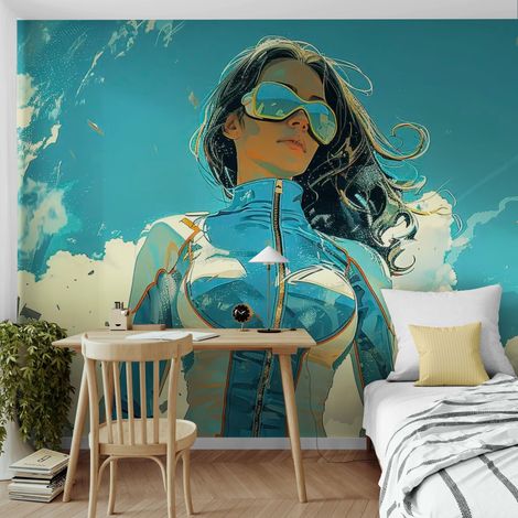 Papier Peint Illustration – Héroïne Futuriste - 150 x 250 cm (1/2)