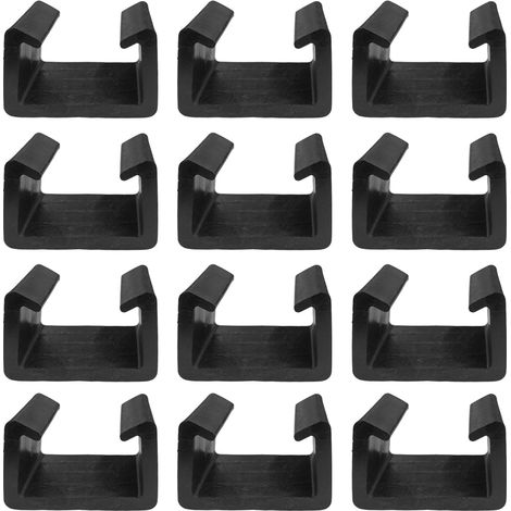Boucles de Fixation Canapé - 12 Pièces - Plastique Noir - Connexion en U Antidérapante - Salon et Jardin - Diamètre 5,9 cm (1/5)