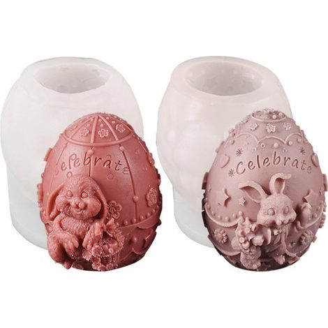 Ein Set aus zwei Teilen: Schokoladenform, Ostereierform, Silikon Kuchenform, Silikon Kuchenform, manuelle Form, Hasen Schokoladenform, Silikon Ba (1/5)