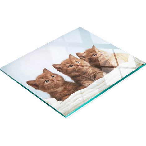 Tabla de cocina de vidrio templado con dibujos y toalla para gatitos 60x52 cm (1/5)