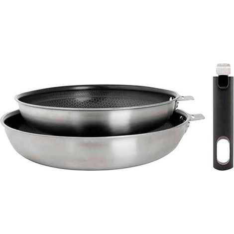 Set 2 poêles inox 24/28cm inox + poignée - Cosy&trendy - 5189005 (1/2)
