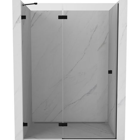 Mexen Lunar puerta de ducha abatible izquierda 130 cm, transparente, negro - 834-130-000-70-00-L (1/5)