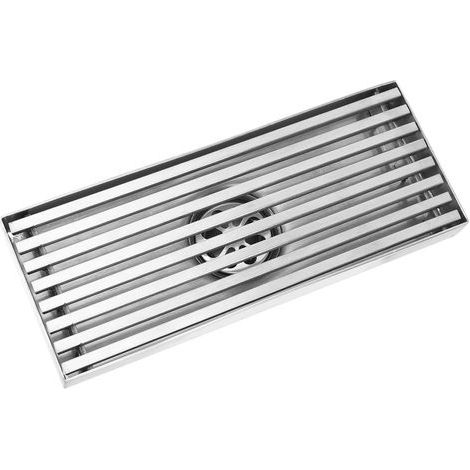 Drain de douche linéaire en acier inoxydable, plancher rectangulaire résistant aux odeurs pour la maison, salle de bains, balcon, trou central (1/5)