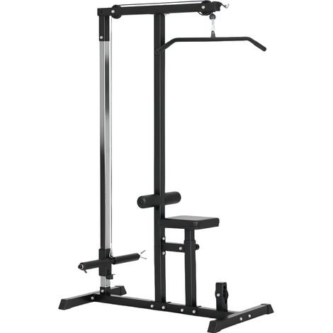 Station de musculation avec siège réglable et poulie, acier, noir HAVRYA (1/5)