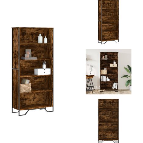 Bibliothèque chêne fumé 80x31x169 cm bois d'ingénierie - Armoire À Livres - Armoires À Livres - Bibliothèque - Armoire De Rangement (1/5)