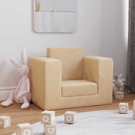 Maison Exclusive - Divano Letto per Bambini Crema in Morbido Peluche (1/5)