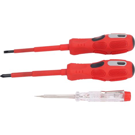 Tournevis cruciforme à fente rouge, détecteur de courant, poignée isolée antidérapante, stylo testeur de tension électrique (1/5)