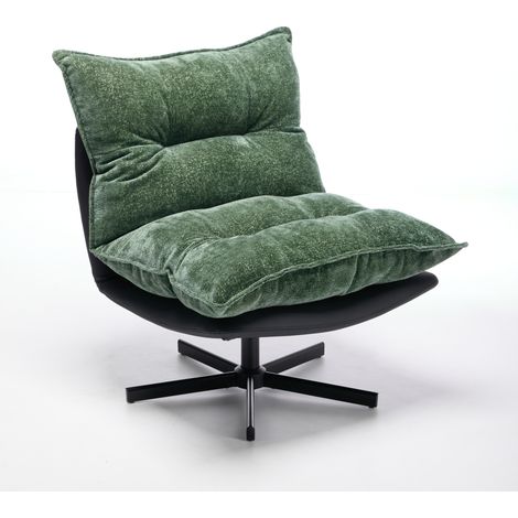 Drehbarer Relaxsessel mit 3-fach verstellbarer Rückenlehne aus Chenille, Grün (1/4)