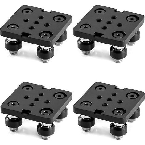Lot de 4 petites plaques à roue en V avec roue pour profilé aluminium 2020, pièces pour CNC et imprimante 3D, roue noire (1/5)