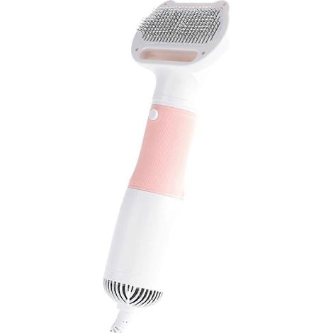 Sèche-cheveux 3 en 1 pour chiens et chats, silencieux, avec brosse et peigne intégrés. Idéal pour le toilettage des chatons et chiots. Prise américaine. Rose. (1/5)