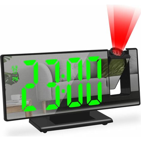 Digitaler Wecker, Projektionswecker für Langschläfer, Digitaluhr fürs Schlafzimmer mit großem LED-Display, 12/24 Std., USB-Ladeanschluss, Schlummerfunktion, Memory-Funktion, einstellbare Helligk (1/4)