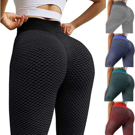 Legging femme yoga gym anti-cellulite fitness, pantalon sculptant taille haute, effet liftant fessier, noir, 2XL, CMK (1/4)