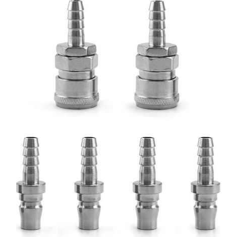 6 Pcs Embout Compresseur Air, 8mm Raccord Pneumatique Rapide Male Femelle (SH20+PH20) (1/4)