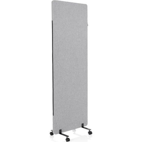 hjh OFFICE Pannello divisorio acustico mobile singolo, 177 x 60 cm, tessuto FLEXMIUT, grigio chiaro, divisorio centrale con ruote e guide 891004 (1/5)