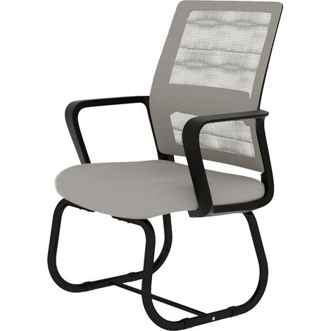 Silla de oficina moderna minimalista gris y negra con estructura metálica y respaldo de malla HOMVRA (1/5)