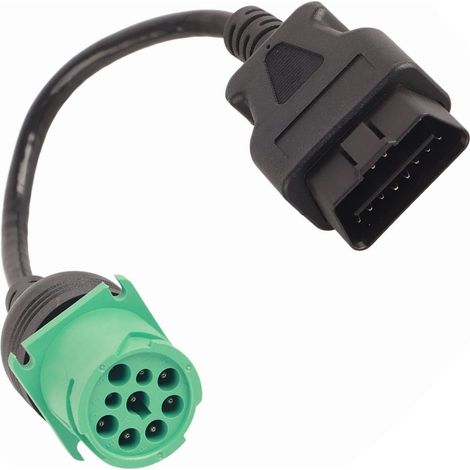 Adaptateur câble diagnostic OBD2 camion 9 broches mâle vers 16 broches pour moteur diesel Cummins, connecteur scanner (1/5)