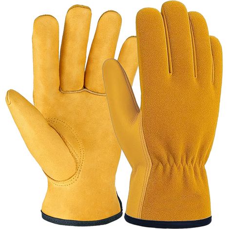 Gants de jardinage unisexes (M) — Gants de sécurité et de levage en cuir résistant à la perforation (adhérence optimale) — Idéaux pour le jardinage, l'aménagement paysager, les réparations mécaniques  (1/4)