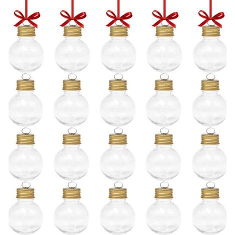 Boules de Noel à Garnir 20 Pièces Boule Plastique Ouverte à Remplir Bouteilles de Noël Transparentes Fin pour Noël, Mariages, Anniversaires, Fêtes (1/5)