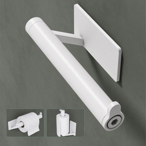 Mai & Mai Porte-Papier Toilette Dérouleur Mural en Acier Inoxydable Porte-Rouleau Stable Blanc Mat Rangement WC Fixation Adhésive 137×78×40 MM Lino-02 (1/5)