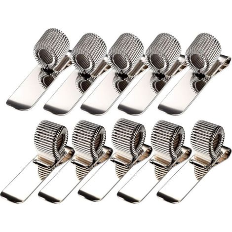Set mit 5 horizontalen und vertikalen Stifthaltern aus Edelstahl mit Federring an der Tasche, Halter oder Clips für Taschenkugelschreiber, Taschenbleistifte, Notizblockhalter (10 Stück)