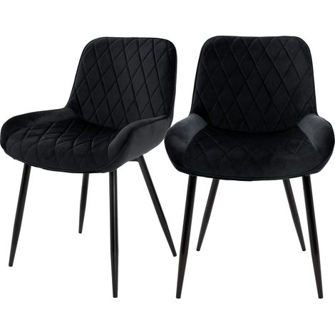 ML-Design Set di 2 Sedie per Sala da Pranzo Nero con Schienale Sedia Imbottita per Cucina con Rivestimento in Velluto Gambe in Metallo Sedia Salotto Soggiorno Materiale Traspirante e Morbido (1/5)