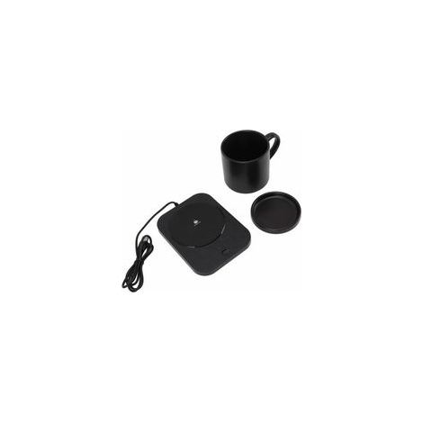 Scaldatazze elettrico, scaldatazze elettrico per caffè, calore costante a 55℃, alimentazione USB, con tazza in ceramica, per ufficio, 5V, nero (1/4)