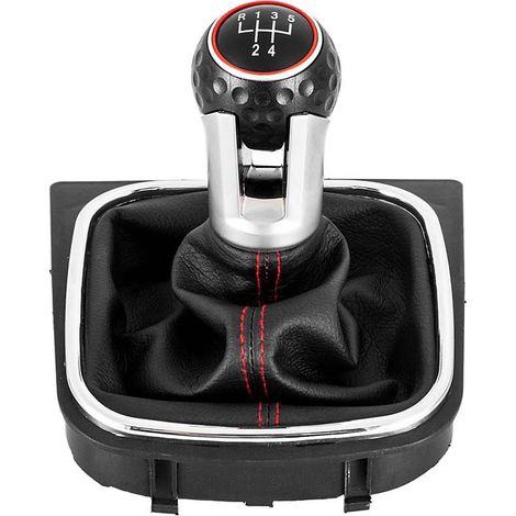 Dust cover for Volkswagen GTI gearshift lever, gear knob, gearshift handle, black frame, red line, 5 gears, one set.--BIEMMEDUE (1/4)