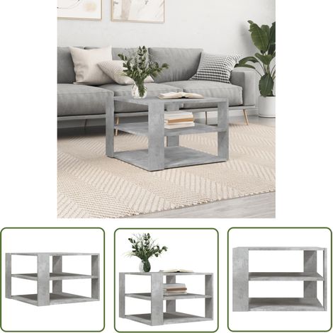 The Living Store Couchtisch Betongrau 59,5x59,5x40 cm Holzwerkstoff - Eleganter Couchtisch - Wohnzimmerstil - Holzwerkstoff Möbel - Grau Sofa Tisch - Beistelltisch (1/5)