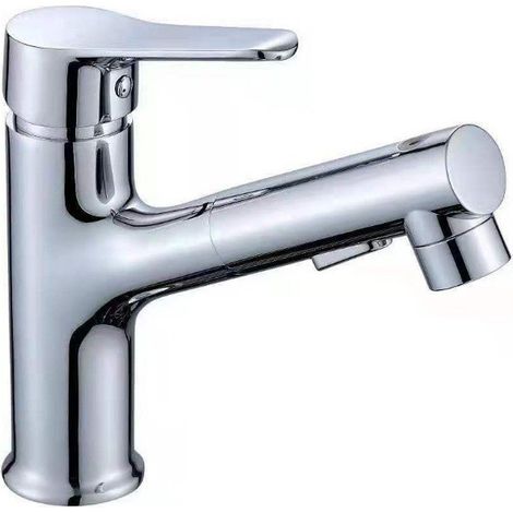 Rubinetto estraibile per lavabo con doccetta estraibile e due modalità di flusso, miscelatore per bagno, lavabo, aeratore rimovibile (1/3)