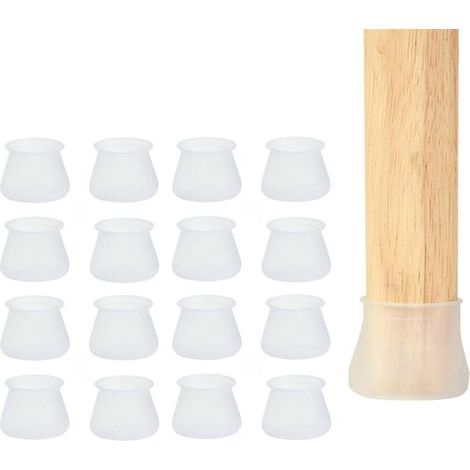 Almohadillas seguridad muebles hechas silicona blanca, transparentes protectores suelos madera, adecuados sillas (24 4x4x3cm, 24 piezas (1/5)