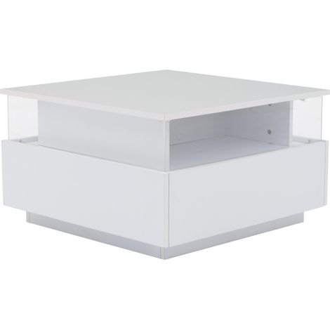 Modernes Hochglanz-LED-Couchtisch Kaffeetisch 707041cm mit 2 Schubladen und transparentem Präsentationsbereich – Belastbar bis 30 kg, ideal für stilvolle Wohnzimmer (1/5)