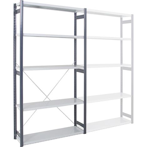 Rayonnage pour bureau - Échelles fermées - Élément suivant - 2000x1250x500mm - Utilisable uniquement avec un module de départ - RAYBUR/EO/201250/S