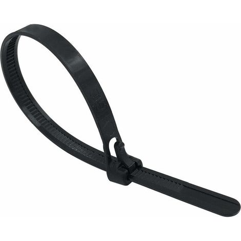 Collier de Serrage Réutilisable Plastique, 5 mm x 200mm, Attache Câble Réutilisables, Serre Câbles Nylon, Colliers SerreCable 150mm, Noir, Lot de 100 Pièces (1/5)