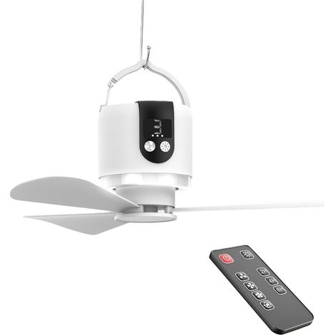 Ventilateur de camping portable de 41,5 cm avec télécommande,batterie 15600 mAh,lumière LED rechargeable par USB,3 vitesses,tente de camping (1/5)