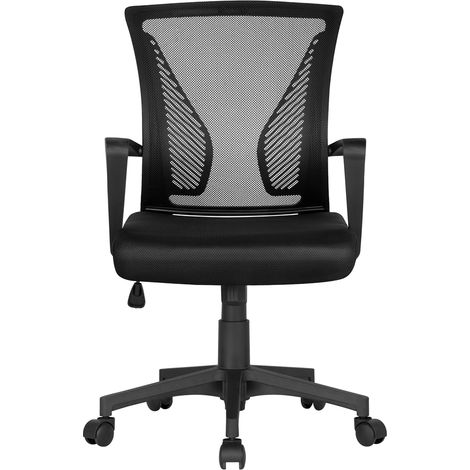 Yaheetech – Lot de 2 chaises de bureau ergonomiques – Dossier en maille respirante – Hauteur d'assise réglable 33,5-43,5 cm – Charge 125 kg – Noir